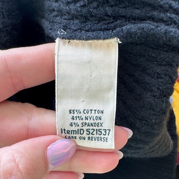 L.L. Bean Pet Black Waffle Knit Turtleneck Pullover Sweater Women's Large - Picture 3 of 9